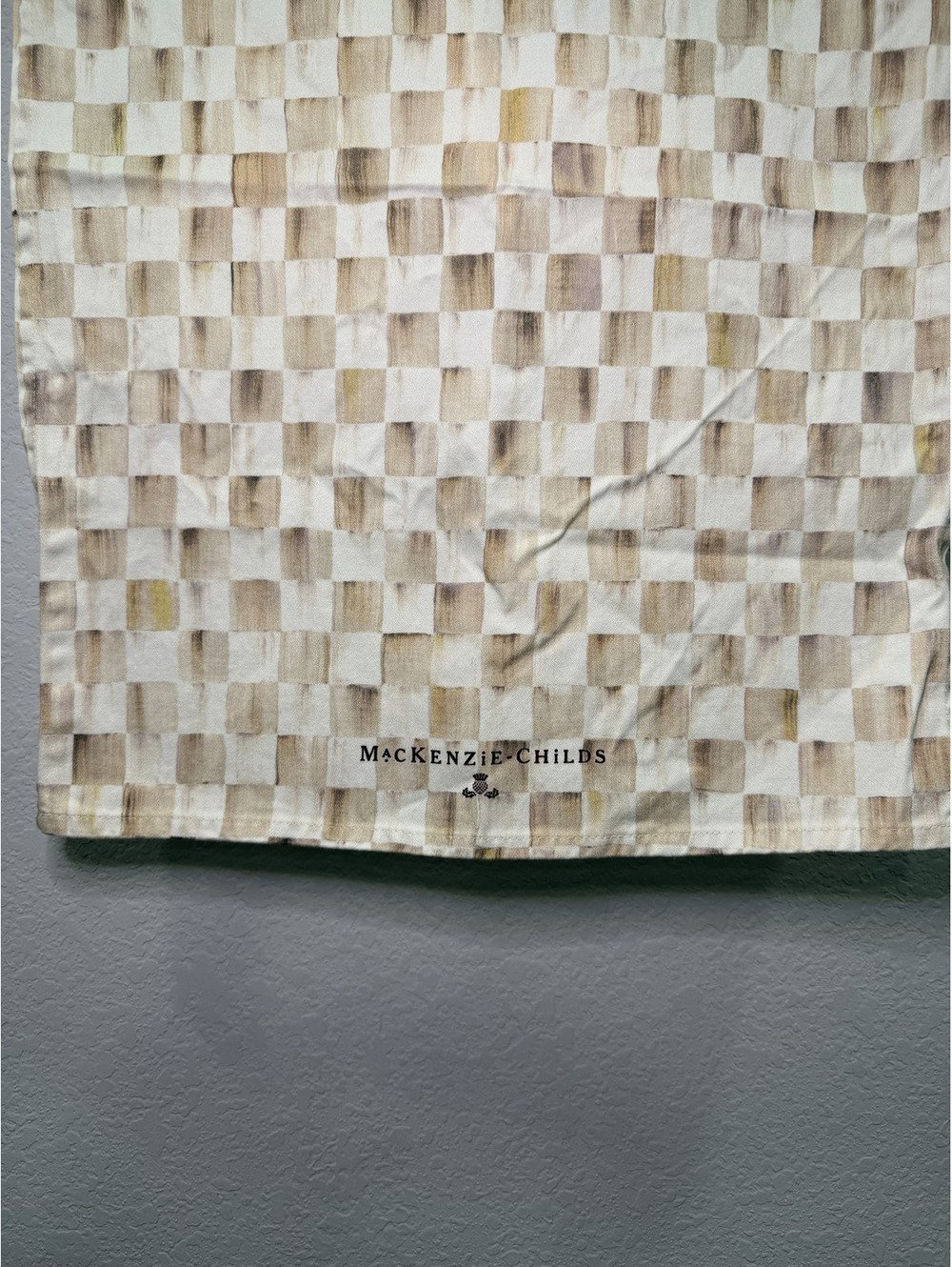 MacKenzie-Childs Tan and Cream Checkered Kitchen Towels - Set of 2